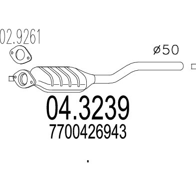 Слика на катализатор MTS 04.3239 за Renault Laguna (B56,556) 2.2 D (B56F/2) - 83 коњи дизел