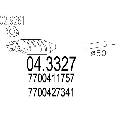 Слика на катализатор MTS 04.3327 за Renault Laguna Nevada (K56) 1.8 (K56Z) - 94 коњи бензин