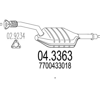 Слика на катализатор MTS 04.3363 за Renault Laguna (B56,556) 1.8 16V (B563, B564) - 120 коњи бензин