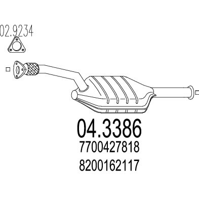 Слика на катализатор MTS 04.3386 за Renault Megane 1 Coach (DA0-1) 1.9 dCi (DA05, DA1F) - 102 коњи дизел