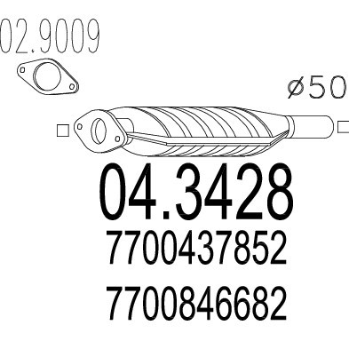 Слика на катализатор MTS 04.3428 за Renault Megane Scenic (JA01) 1.9 dT (JA0K, JA0Y) - 90 коњи дизел