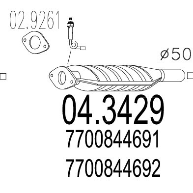 Слика на катализатор MTS 04.3429 за Renault Megane 1 (BA0-1) 2.0 i (BA0G) - 114 коњи бензин