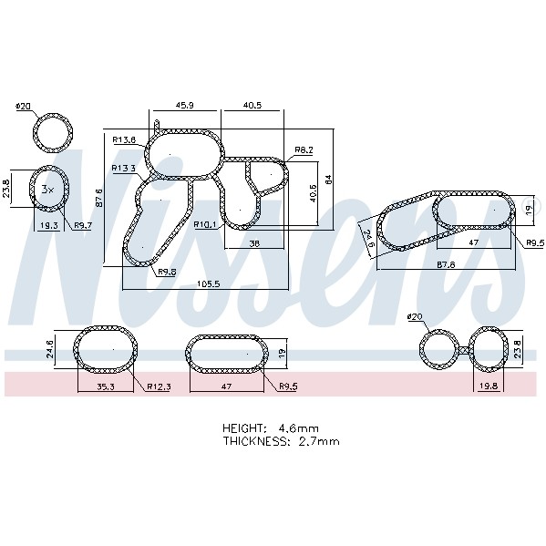 Слика на комплет гарнитура, ладник за масло NISSENS 9070005 за Fiat Doblo 119 1.3 JTD - 75 коњи дизел