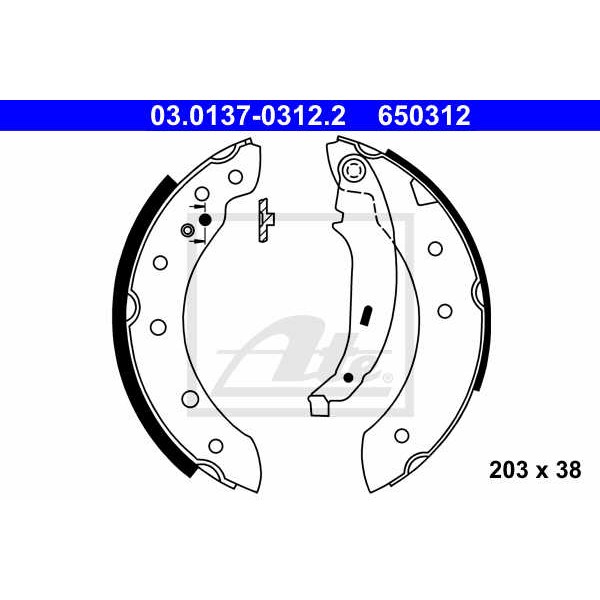 Слика на Комплет гуртни ATE 03.0137-0312.2 за Renault Clio 2 1.9 D (B/CB0E) - 64 коњи дизел