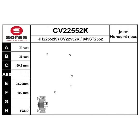 Слика на Комплет зглоб на погонско вратило EAI CV22552K за Renault Master 3 Platform (EV,HV,UV) 2.3 dCi [RWD] (UV0C, UV0D, HV0C, HV0D) - 101 коњи дизел