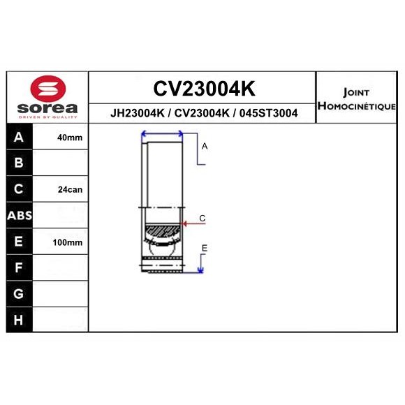 Слика на Комплет зглоб на погонско вратило EAI CV23004K за BMW 5 Sedan (E28) 518 i - 102 коњи бензин