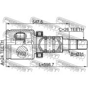 Слика 2 на Комплет зглоб на погонско вратило FEBEST 2711-V70RH