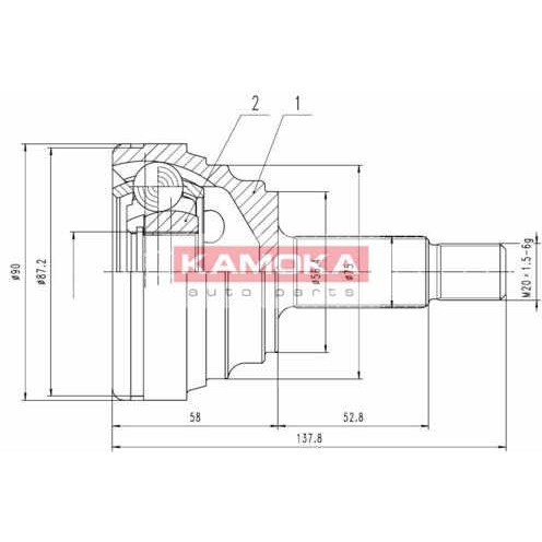 Слика на Комплет зглоб на погонско вратило KAMOKA  6606 за Renault Laguna (B56,556) 1.9 dCi (B56W) - 107 коњи дизел