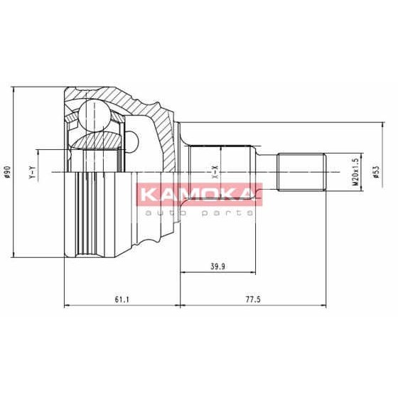 Слика на Комплет зглоб на погонско вратило KAMOKA  6680 за VW Jetta 4 Estate (1J6) 1.9 TDI - 110 коњи дизел