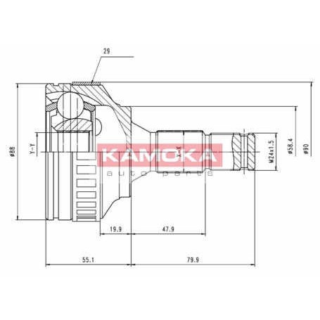 Слика на Комплет зглоб на погонско вратило KAMOKA  6974 за Citroen Xsara Coupe N0 1.9 TD - 90 коњи дизел