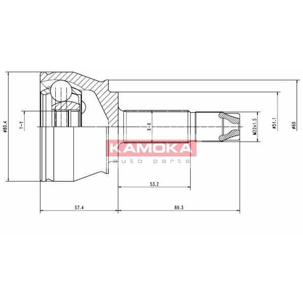 Слика на Комплет зглоб на погонско вратило KAMOKA  7136 за Fiat Doblo Cargo 223 1.9 D (223ZXB1A) - 63 коњи дизел