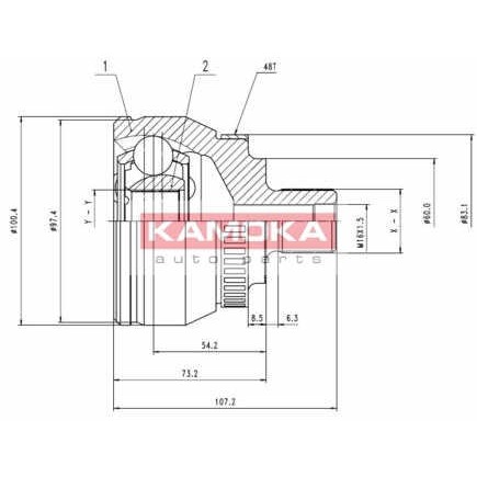 Слика на Комплет зглоб на погонско вратило KAMOKA  7268 за Seat Alhambra (7V8,7V9) 2.0 i - 115 коњи бензин