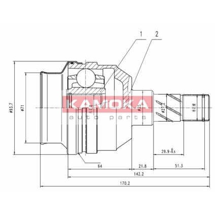 Слика на Комплет зглоб на погонско вратило KAMOKA  8009 за Opel Kadett E Hatchback 1.8 E - 100 коњи бензин