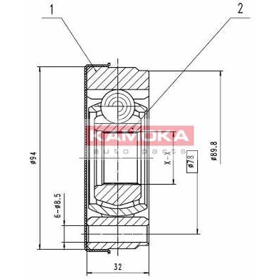 Слика на Комплет зглоб на погонско вратило KAMOKA  8022 за VW Caddy 2 Box (9K9A) 1.9 SDI - 64 коњи дизел