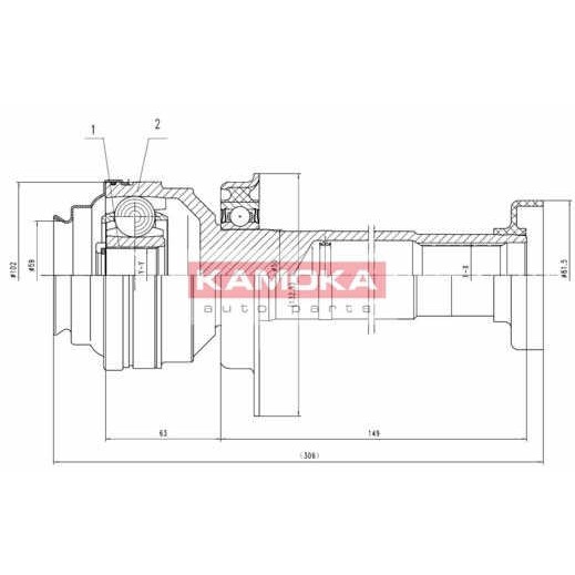 Слика на Комплет зглоб на погонско вратило KAMOKA  8711 за VW Transporter T5 Bus 1.9 TDI - 84 коњи дизел