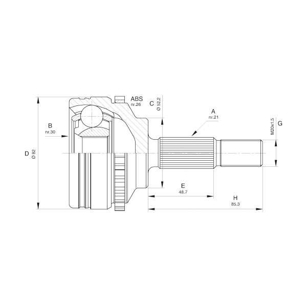 Слика на Комплет зглоб на погонско вратило OPEN PARTS CVJ5365.10 за Renault Clio 2 1.2 (BB0A, BB0F, BB10, BB1K, BB28, BB2D, BB2H, CB0A...) - 58 коњи бензин