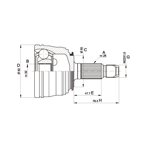 Слика на Комплет зглоб на погонско вратило OPEN PARTS CVJ5395.10 за Rover 45 Hatchback (RT) 2.0 iDT - 101 коњи дизел