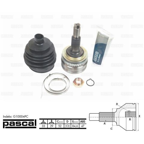 Слика на Комплет зглоб на погонско вратило PASCAL G10004PC за Daewoo Espero Sedan KLEJ 1.8 - 95 коњи бензин