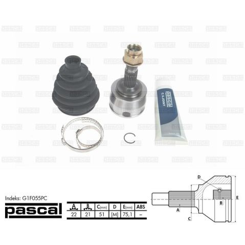 Слика на Комплет зглоб на погонско вратило PASCAL G1F055PC за Fiat Idea 1.4 - 82 коњи бензин