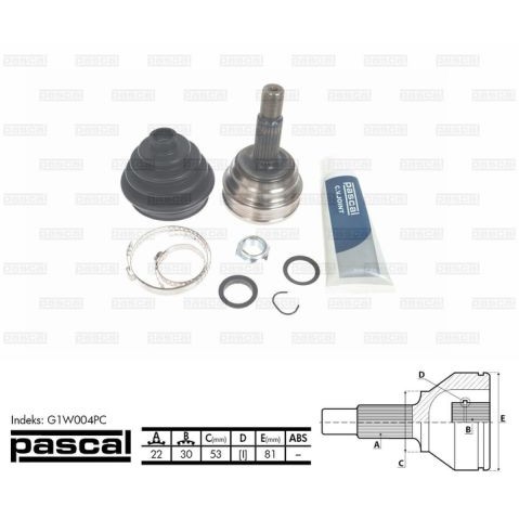 Слика на Комплет зглоб на погонско вратило PASCAL G1W004PC за VW Polo 3 (6n1) 64 1.9 SDI - 64 коњи дизел