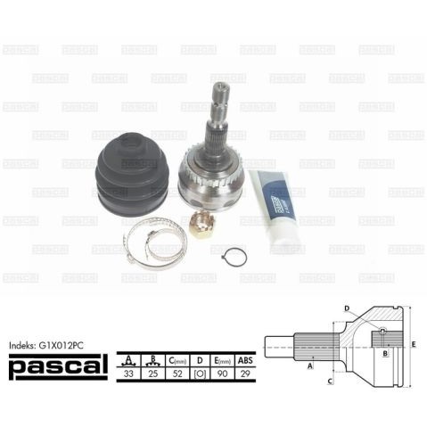 Слика на Комплет зглоб на погонско вратило PASCAL G1X012PC за Opel Astra F 1.7 TDS - 82 коњи дизел