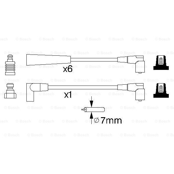 Слика на комплет кабли за свеќици BOSCH 0 986 356 960 за Renault 25 (B29) 2.4 V6 Turbo (B295) - 181 коњи бензин