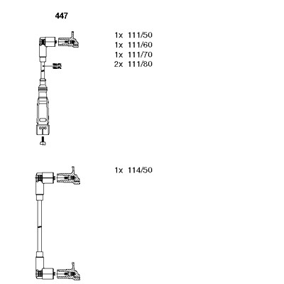 Слика на комплет кабли за свеќици BREMI 447 за Audi 90 Sedan (81, 85, B2) 2.2 E quattro - 120 коњи бензин