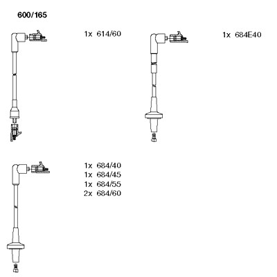 Слика на комплет кабли за свеќици BREMI 600/165 за Renault 25 (B29) 2.7 V6 Injection (B298) - 141 коњи бензин