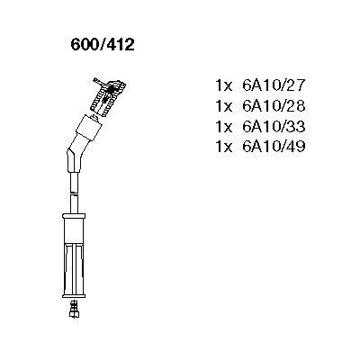 Слика на комплет кабли за свеќици BREMI 600/412 за Renault Megane 1 (BA0-1) 1.6 e (BA0F, BA0S) - 90 коњи бензин