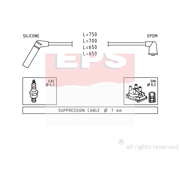 Слика на Комплет кабли за свеќици EPS Made in Italy - OE Equivalent 1.501.420