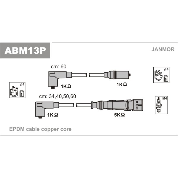 Слика на Комплет кабли за свеќици JANMOR ABM13P