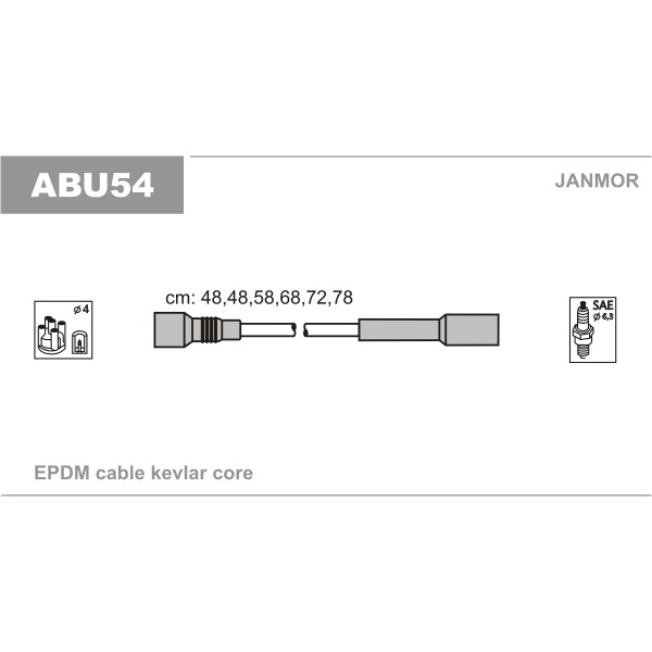 Слика на Комплет кабли за свеќици JANMOR ABU54
