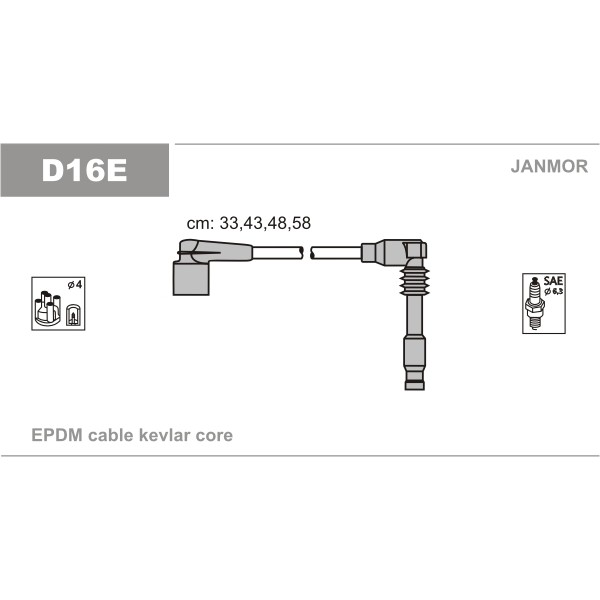 Слика на Комплет кабли за свеќици JANMOR D16E