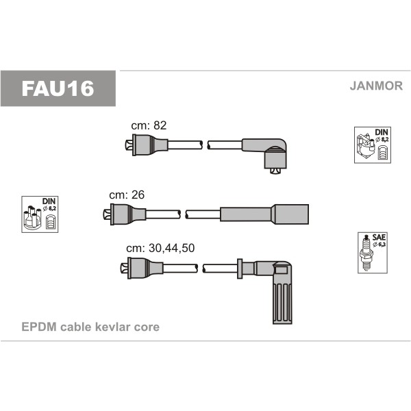 Слика на Комплет кабли за свеќици JANMOR FAU16