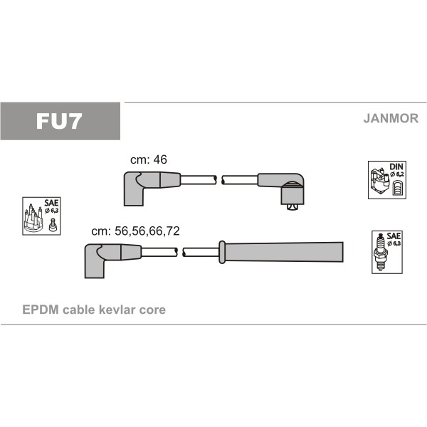 Слика на Комплет кабли за свеќици JANMOR FU7