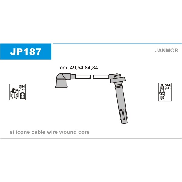 Слика на Комплет кабли за свеќици JANMOR JP187