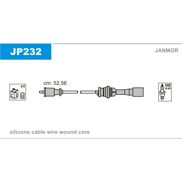 Слика на Комплет кабли за свеќици JANMOR JP232