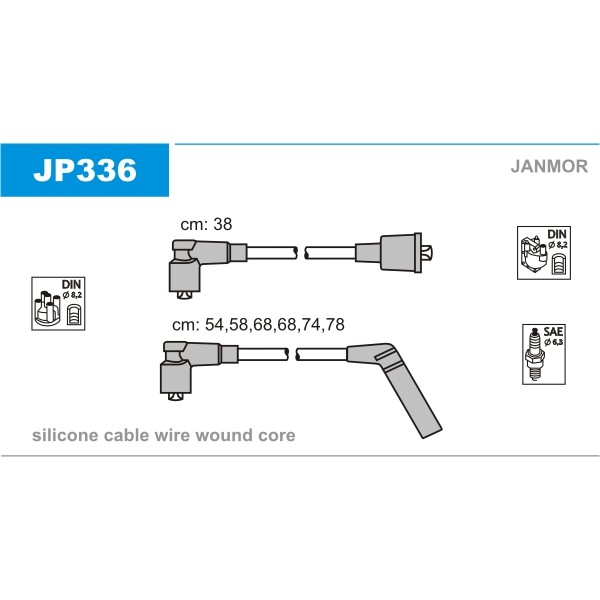 Слика на Комплет кабли за свеќици JANMOR JP336