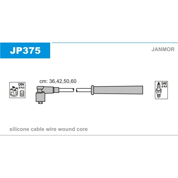 Слика на Комплет кабли за свеќици JANMOR JP375