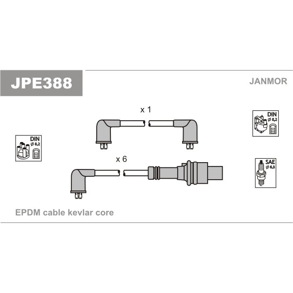 Слика на Комплет кабли за свеќици JANMOR JPE388