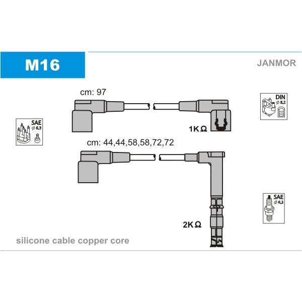 Слика на Комплет кабли за свеќици JANMOR M16