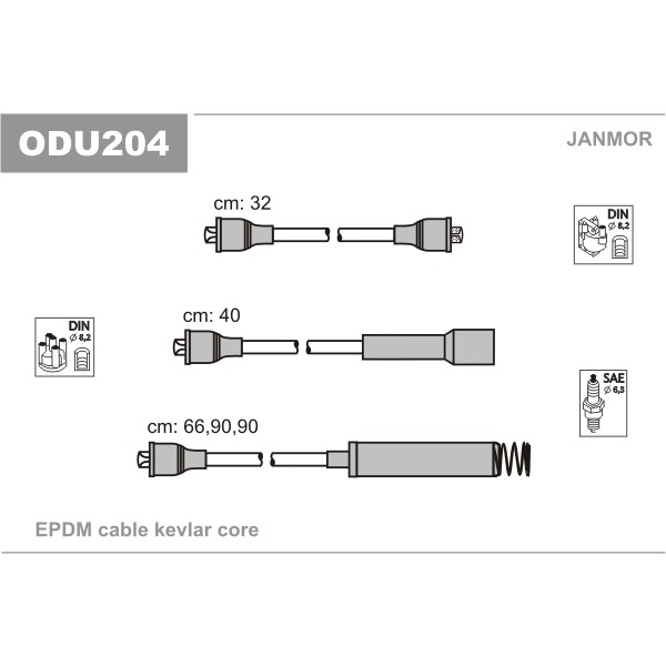 Слика на комплет кабли за свеќици JANMOR ODU204 за Opel Omega A 1.8 S - 90 коњи бензин