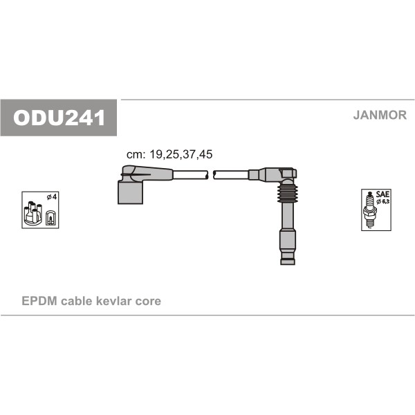 Слика на комплет кабли за свеќици JANMOR ODU241 за Opel Astra F 2.0 i 16V - 136 коњи бензин