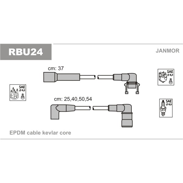 Слика на Комплет кабли за свеќици JANMOR RBU24