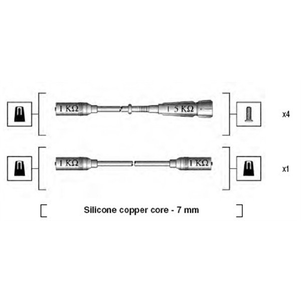 Слика на комплет кабли за свеќици MAGNETI MARELLI 941175140755 за VW Polo 3 Classic (6kv2) 100 - 100 коњи бензин