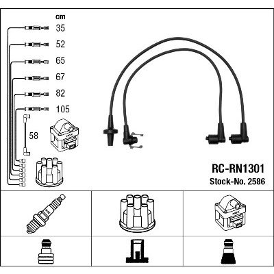 Слика на комплет кабли за свеќици NGK 2586 за Renault 25 (B29) 2.4 V6 Turbo (B295) - 181 коњи бензин