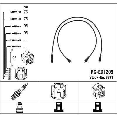 Слика на комплет кабли за свеќици NGK 6871 за Nissan Pick up (720) 1.8 - 80 коњи бензин