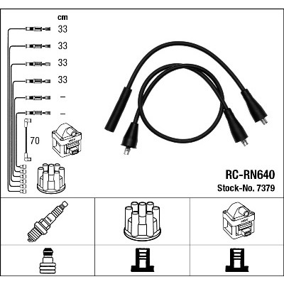 Слика на комплет кабли за свеќици NGK 7379 за Renault Rapid Box 1.1 (F40H) - 45 коњи бензин