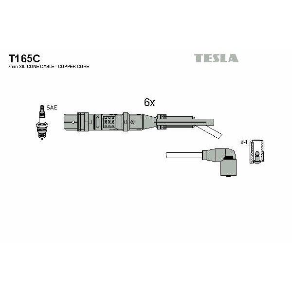 Слика на комплет кабли за свеќици TESLA T165C за VW Jetta 4 (1J2) 2.8 V6 4motion - 204 коњи бензин