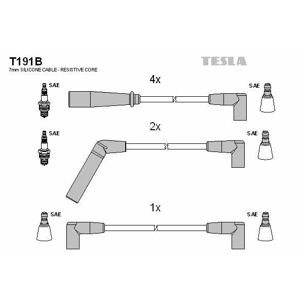 Слика на Комплет кабли за свеќици TESLA T191B